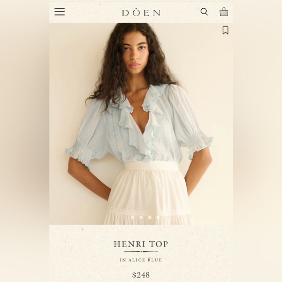 DOEN Henri Top in Alice Blue, Size S, Excellent Condition - Picture 2 of 16